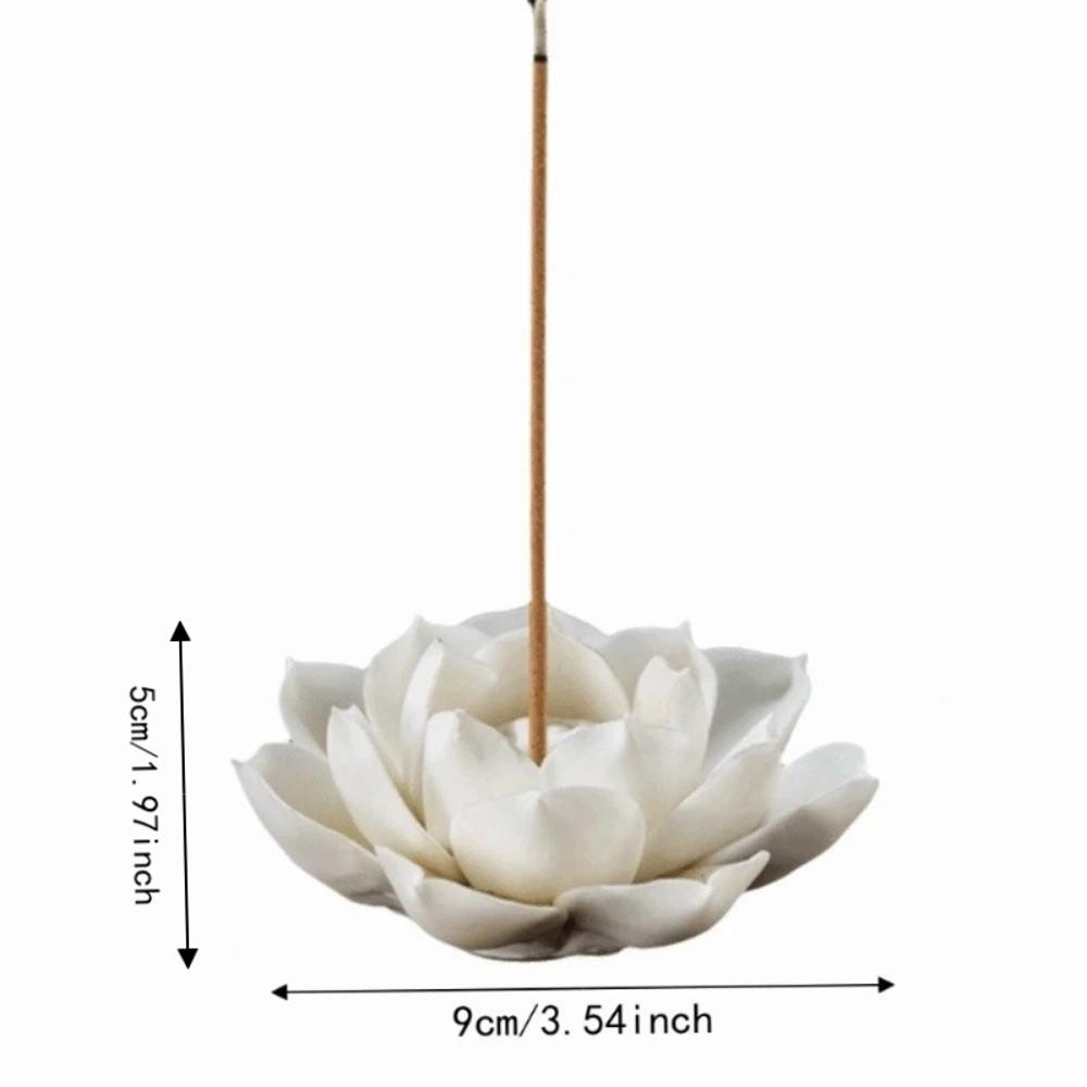 Ceramic Incense Burner Flower Design Lotus Aromatherapy Stand Incense Burning Tray Office Use
