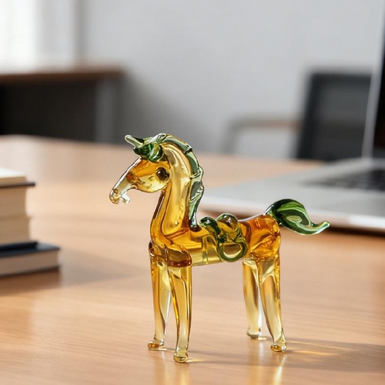 Стеклянная фигурка лошади Ручная работа Стеклянная статуэтка лошади Коллекционные фигурки животных Пресс-папье для дома Офиса Настольные украшения