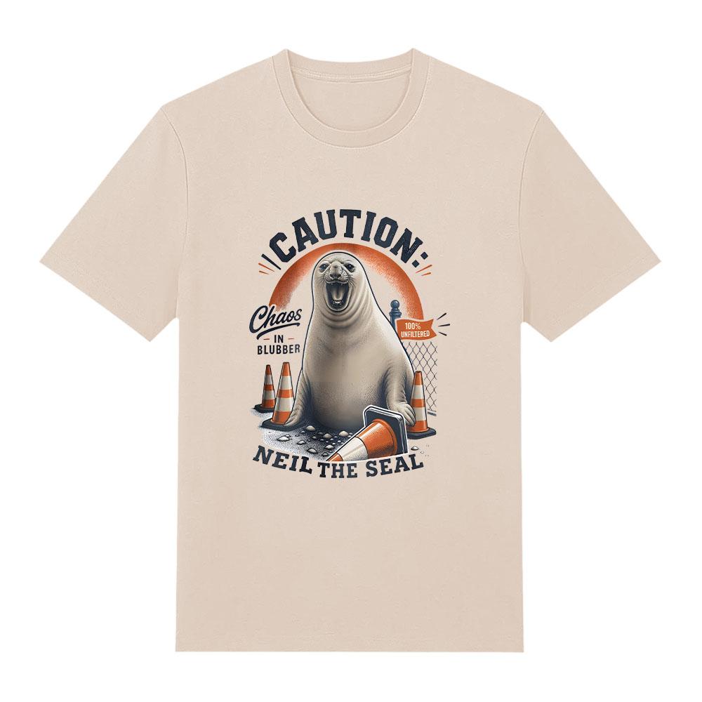 Neil The Seal Tee Caution! Neil The Seal Funny Neil The Seal Shirt Summer New Cotton Clothing Unisex Y2K T Shirts