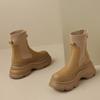 Thick Soled Short Boots for Women Elastic Knitted Slim Boots Height Increasing Martin Boots  Single Shoes  Thin Socks Boots