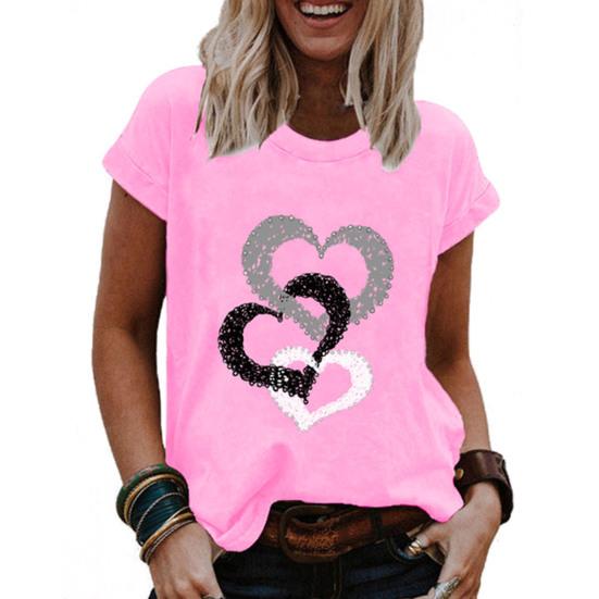 Футболка для девочек с круглым вырезом и короткими рукавами, устойчивая к царапинам, повседневный пуловер с забавным принтом в виде сердца, уличная одежда