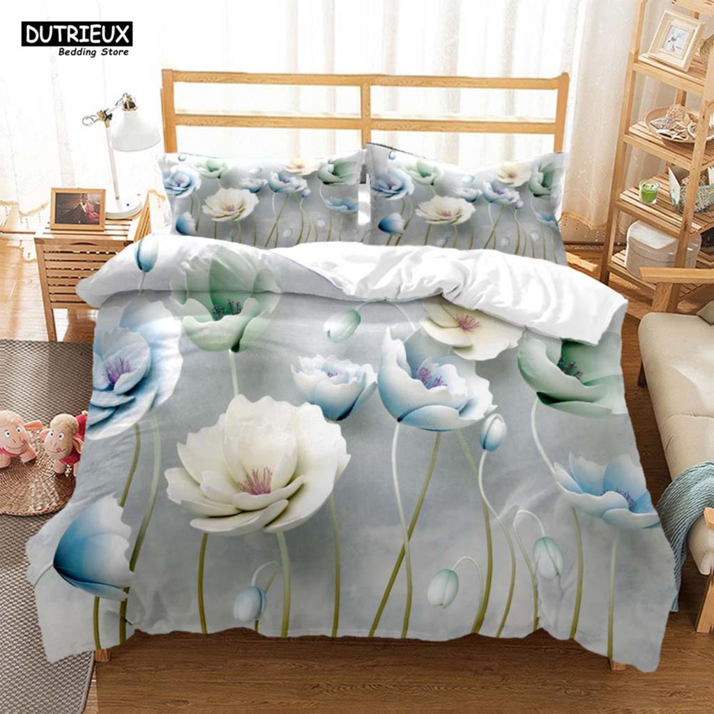 Comforter The Flower Pattern Is Simple And Fresh Soft And Comfortable Customizable Comforter Bedding Sets Bedding Set Luxury