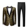 2 шт./компл. сценический костюм с одной пряжкой, блестящий длинный рукав, прикосновение к коже, вечерние наряды из полиэстера, мужской костюм для сценического выступления, комплект мужской одежды