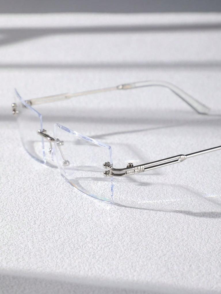 1 шт. Модные прямоугольные очки без оправы из металла для женщин, прозрачные очки для мужчин, повседневные очки для фотосъемки, аксессуары для одежды.