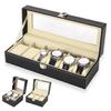 Watch Storage Box with Transparent Window And Lock Wooden Bracelet Organizer Faux