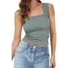 Summer Women's High Stretch Skinny Jacquard Square Neck Sleeveless Vest Women's Tops