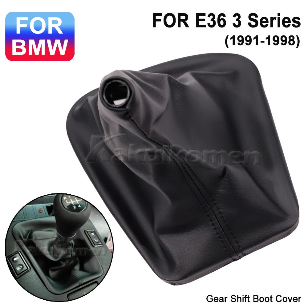 For E46 Gear Shift Knob Lever Dust Cover Leather Gaiter Boot With Frame For BMW E30 E36 E39 E46 E81 E82 E87 E88 E90 E91 E92 E93