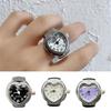 Love Heart Dial Ring Watch Elastic Stainless Steel Band Men Women Couple Watch Finger Ring