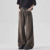 Trendy Unisex Brown Washed & Dyed Loose Straight-Leg Jeans