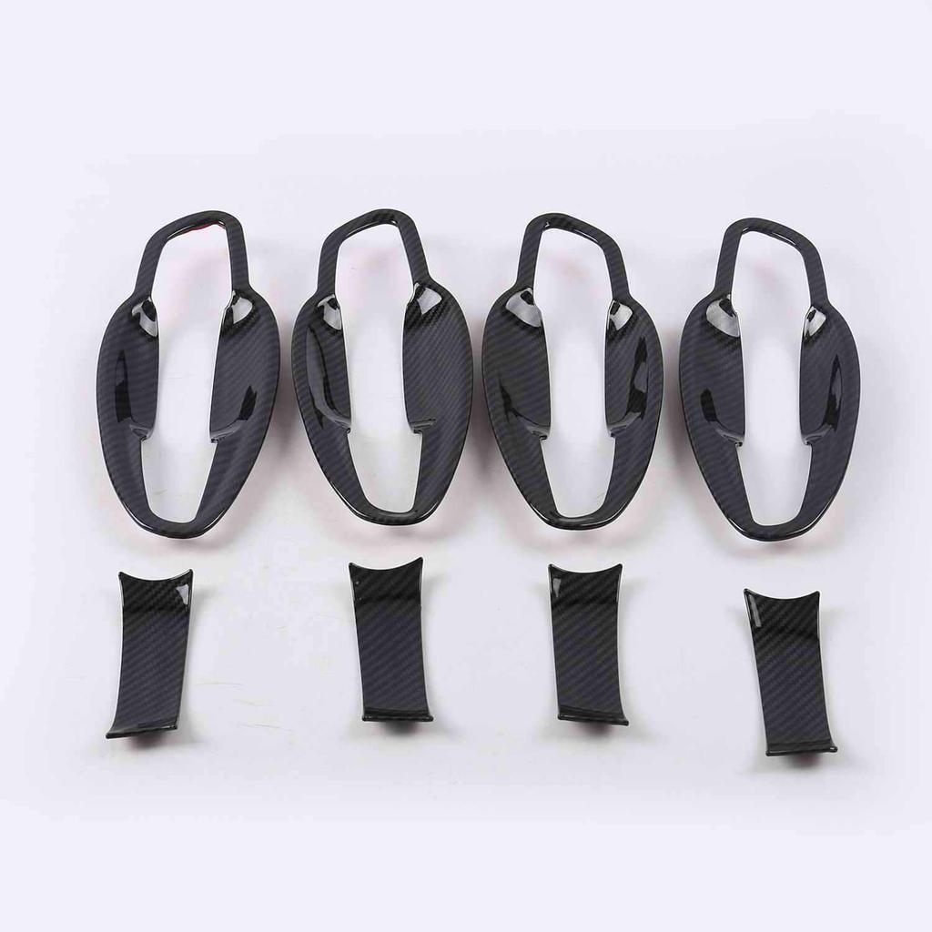 Carbon Fiber Pattern Door Handle & Bowl Decoration for Peugeot 4008/5008 - Gloss Black