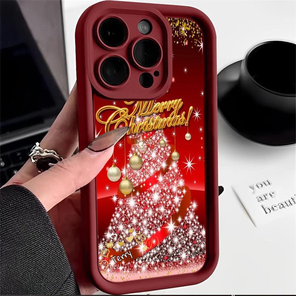 N113 Merry Christmas Desig Art Soft Angel Eyes Phone Cases for Samsung S23 S24 Ultra S21 A54 A34 A13 A14 A06 A24 Realme 12 Vivo OPPO Shockproof Cover