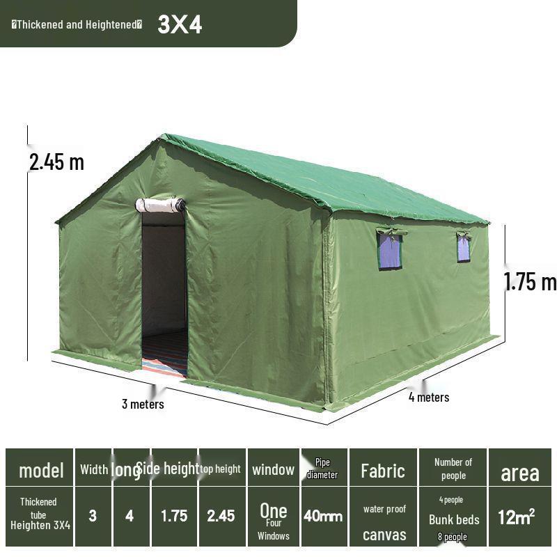 Heavy-Duty Canvas Tent for Construction, Emergency, and Disaster Relief - Rainproof, Cold Protection, Insulated for Warmth