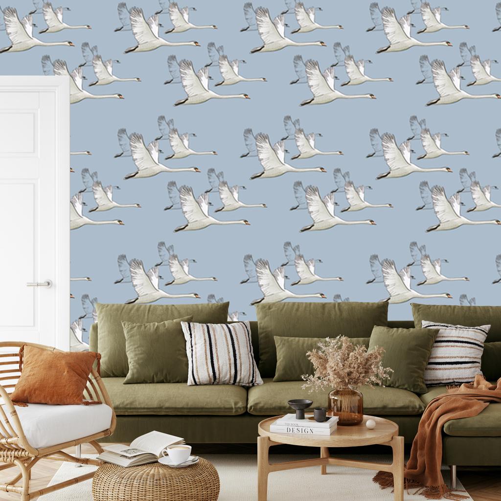 Flying Swans Wallpaper for Living Room and Bedroom 50x1000