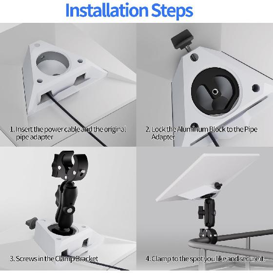 Starlink Mini Mount 2025 New Upgraded, Starlink Mini Clamp Mount For Car RV Rack Compatible With 2025 New Version Pipe Adapter And 2024 Pipe Adapter