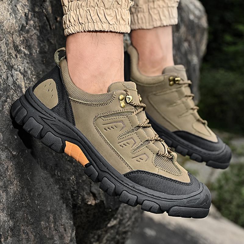 Fashion Outdoor Men Casual Shoes Genuine Leather Lace-Up Mens Sneakers High Quality Comfortable Hiking Footwear Breathable Walking Shoes