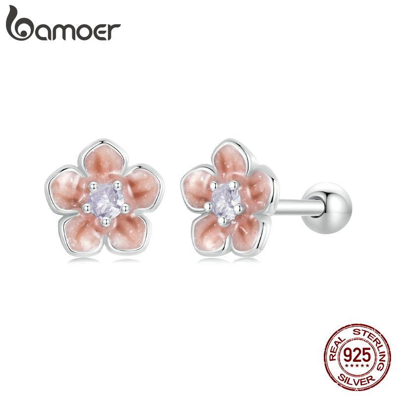 Серьги-гвоздики BAMOER из стерлингового серебра 925 пробы с вишней, гипоаллергенные очаровательные ювелирные изделия, подарочные серьги для женщин и девочек