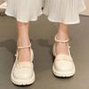 Fashion French Mary Jane Single Shoes 2024 Spring Summer New Elegant Fashion Pearl Versatile Thick Heel Thick Soled High Heels Women's