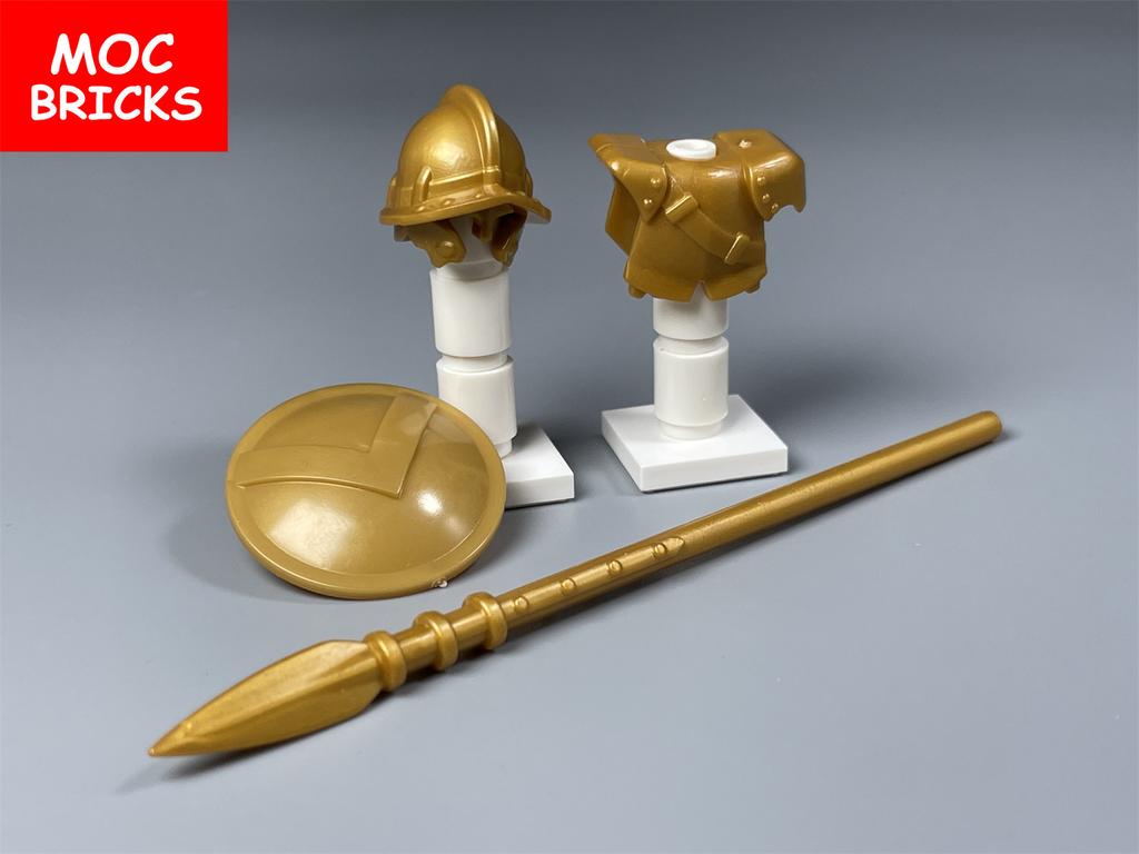 Одиночный MOC Кирпичи Черный Золотой Доспех Воин Средневековые Рыцари Рим Оружие Фигурка Образовательный Строительный Блок Подарки