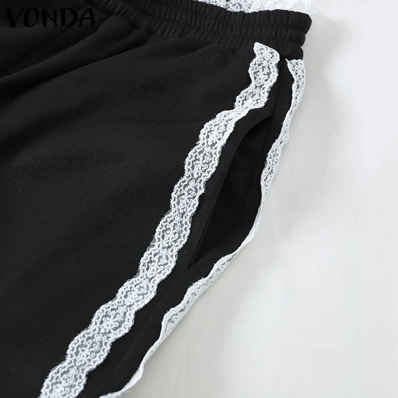 VONDA Женские повседневные кружевные прямые широкие брюки