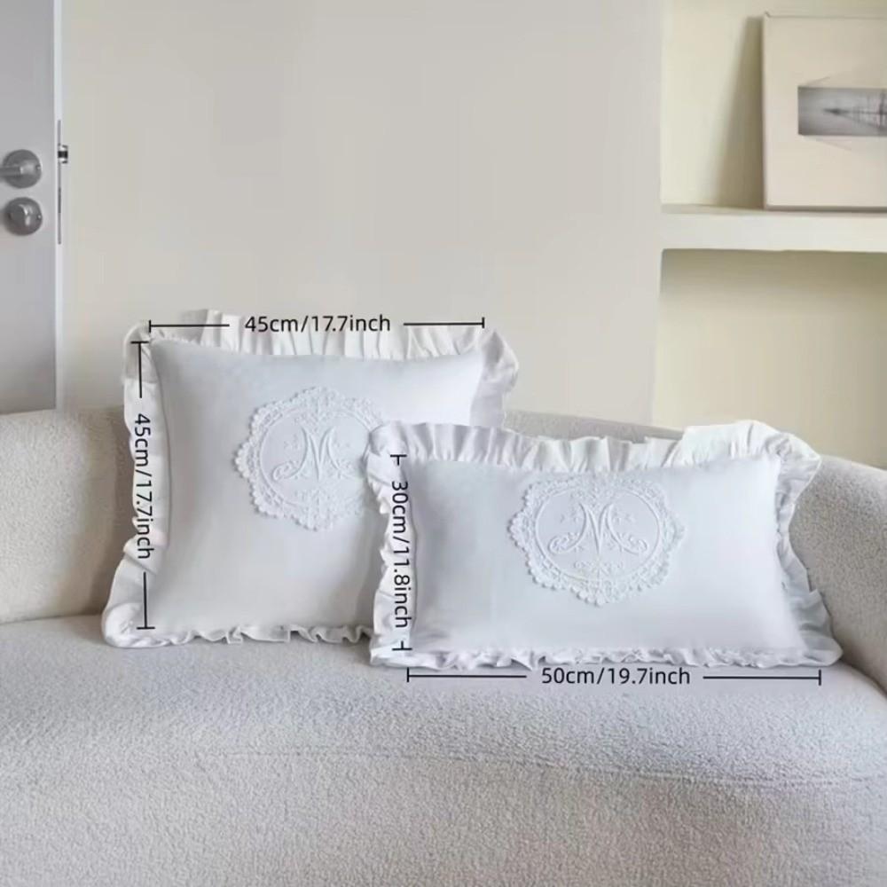 Washed Material Pillow Cover French Lace Bedroom Pillow Shell Comfortable Cushion Cover