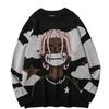 Harajuku Vintage Cartoon Anime Knitted Sweater Men Winter Oversized Men's Rock Hip Hop Rap Pullover Women Jumper Ugly Sweater