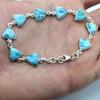 Larimar Bracelet,925 Sterling Silver Bracelet,Boho Vintage Style Handmade Silver Bracelet,Blue Stone Silver Bracelet, Gifts For Christmas