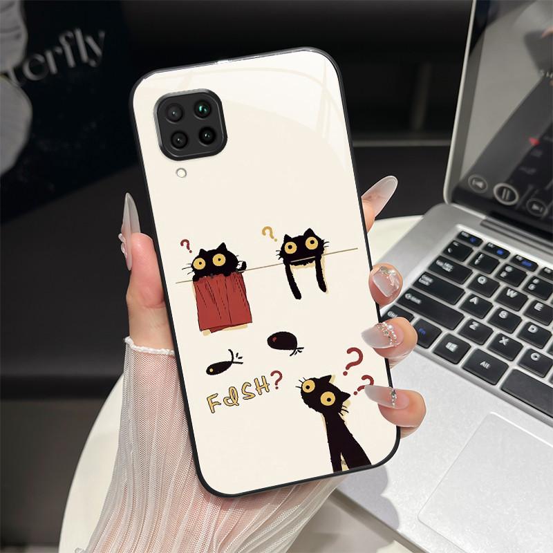 For Huawei P40 Lite Phone Case JNY-LX2 JNY-LX1 Trendy Fantasy Design Tempered Glass Bumper For Huawei Nova 7i 6 SE Back Coversse