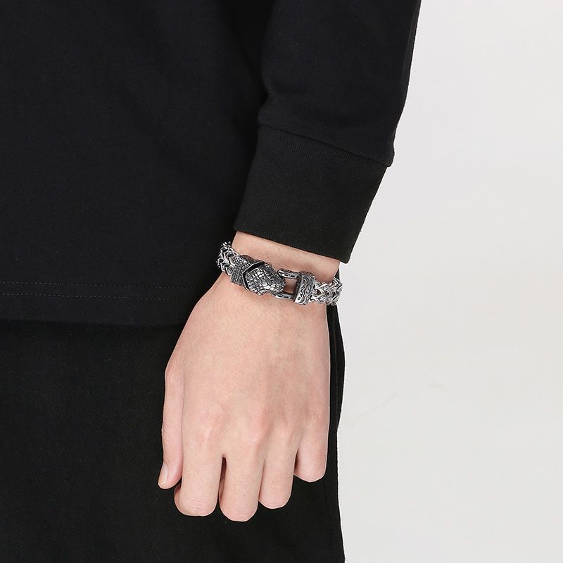 Змея Натал Украшения Нордический Викинг Голова Змеи Цепочка с Лицевой и Обратной Стороной Мужской Браслет в Подарок Друзьям