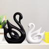 Home Décor Lucky Swan Couple | Pro Matte Finish Ceramic Figures (Set of 2 Pc, Medium, White & Black)