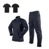 Navy Blue Workwear Ribstop Suit Blouse Pants Set Police Guard Security Uniform With Black Cotton Tee Shirt