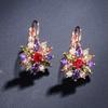 Красочные серьги-подвески в виде цветка лотоса для женщин, покрытые 18-каратным золотом, с кристаллами и кубическим цирконием, элементы свадебной бижутерии