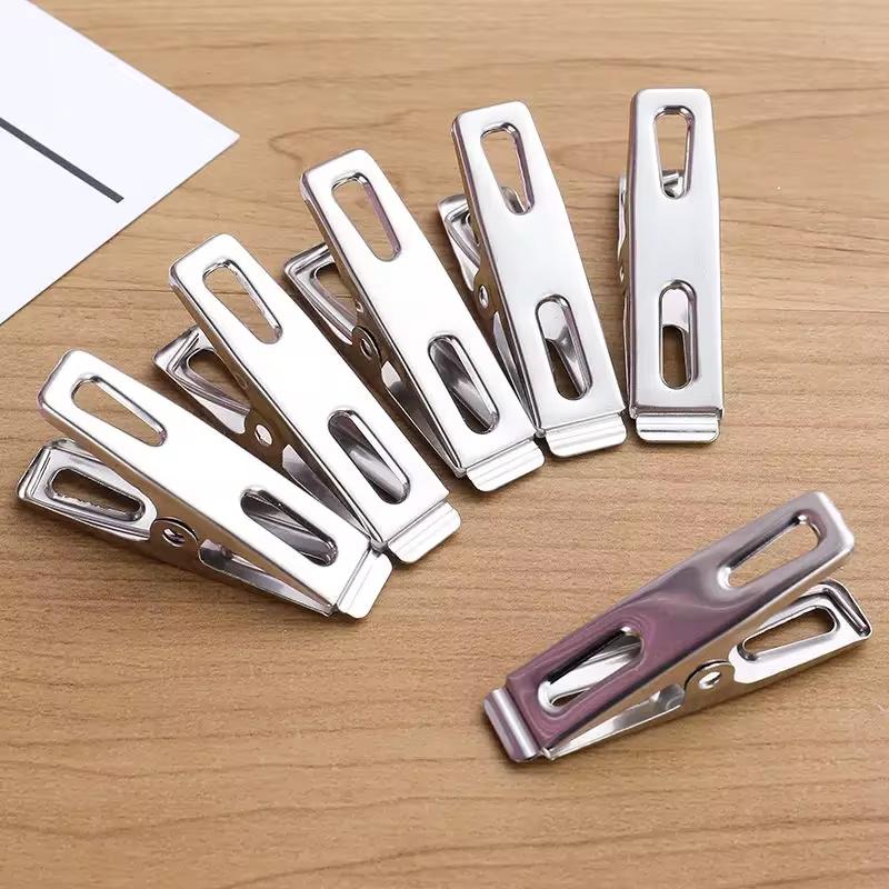 Household Multifunctional 20 Piece Stainless Steel Small Flat Clip Windproof Clothes Drying Sock Clip Clothes Drying Clip