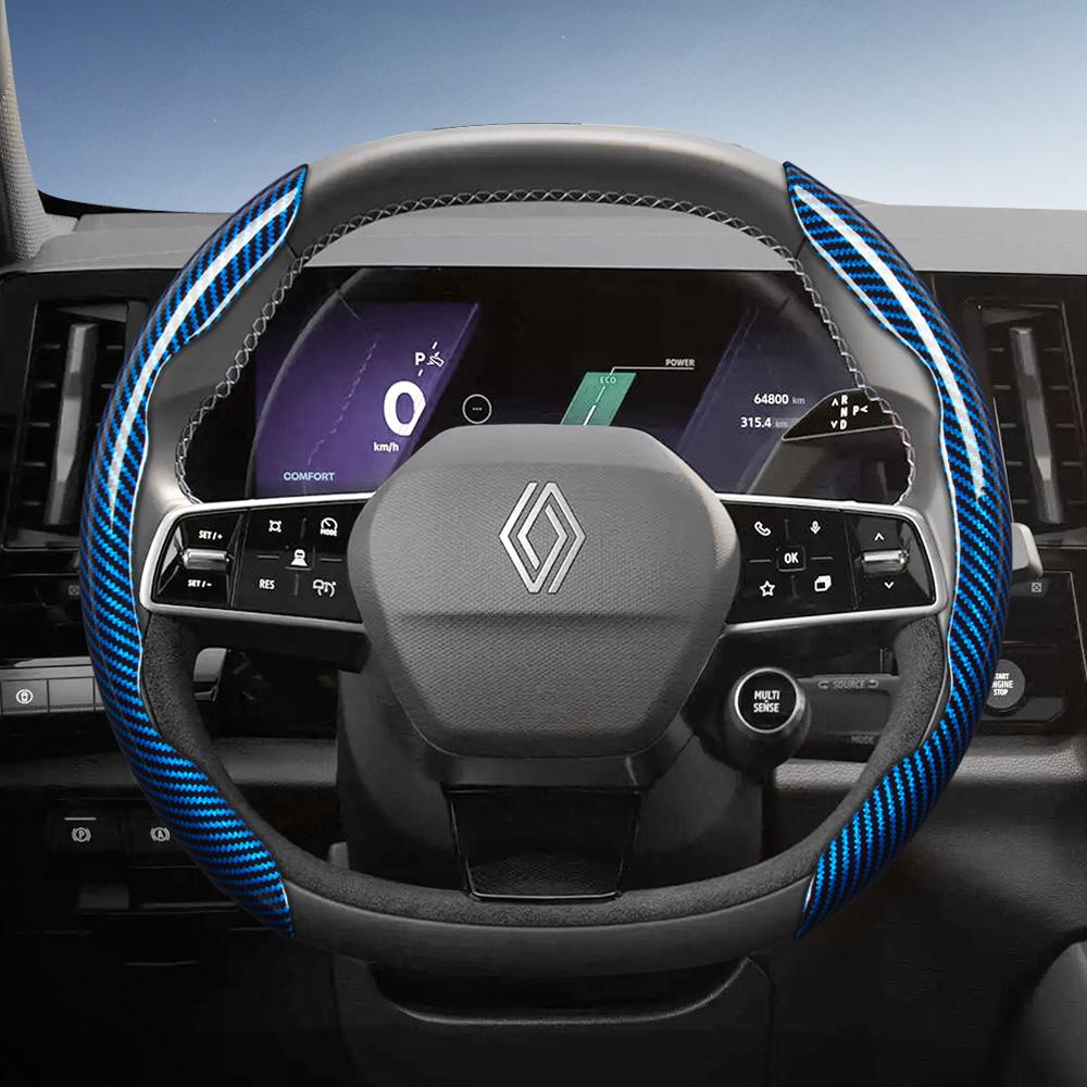 EXHN9 Подходит для Renault Рулевое колесо с текстурой под карбон, сегментированный дизайн с быстрым снятием Sandero Clio Duster