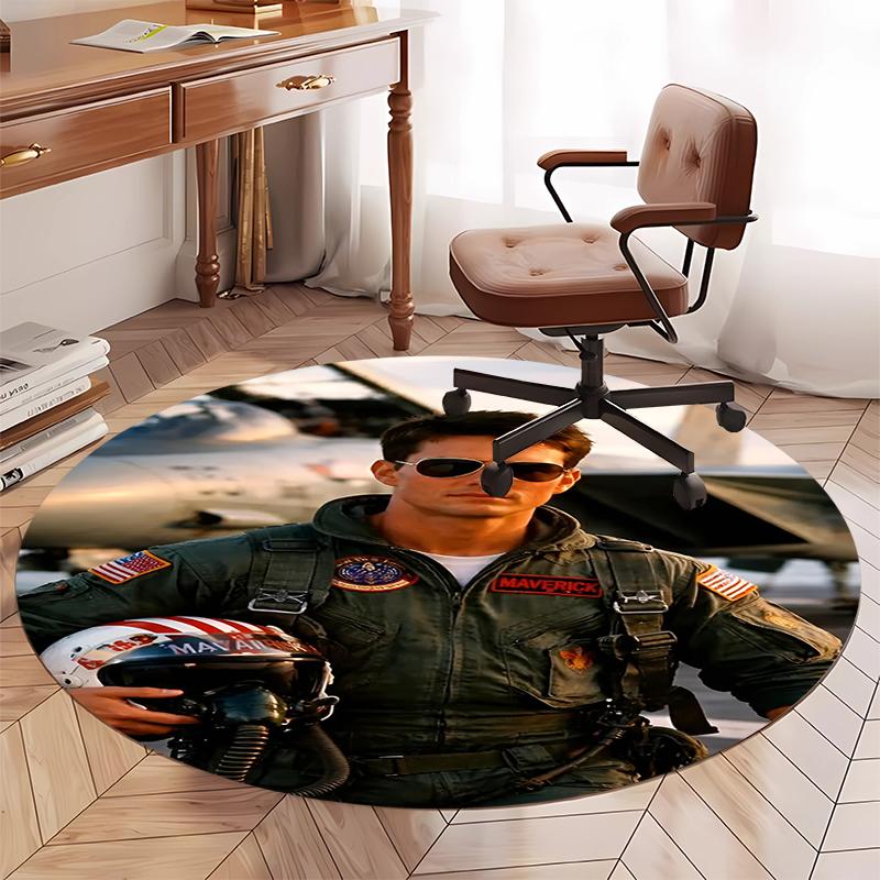 Top Gun Printed Round Rug Carpet Chair Rug Area Rug Entryway Doormats,for Office Chair Living Room Bedroom Kitchen Room.