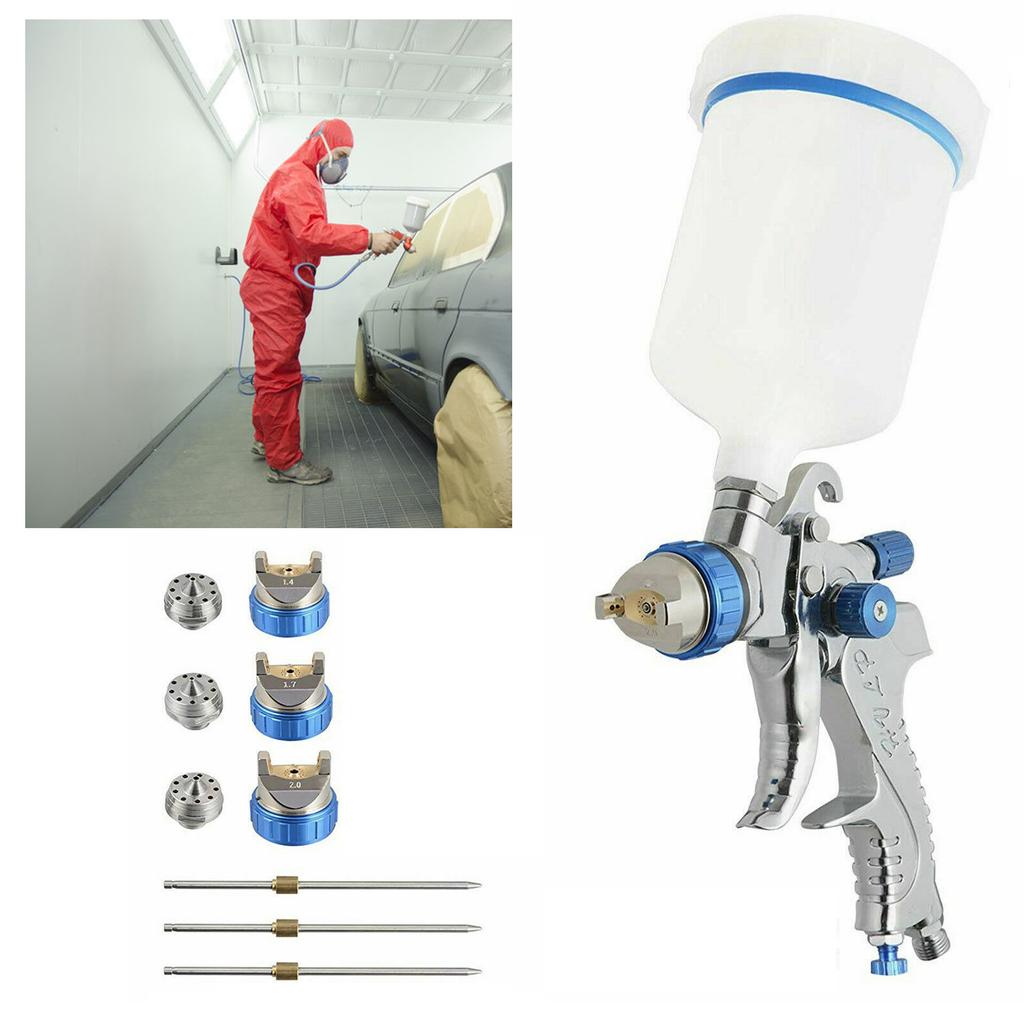 600CC Cup Автомобиль HVLP Краскораспылитель Комплект Регулятор воздуха Самотеком 3 насадки