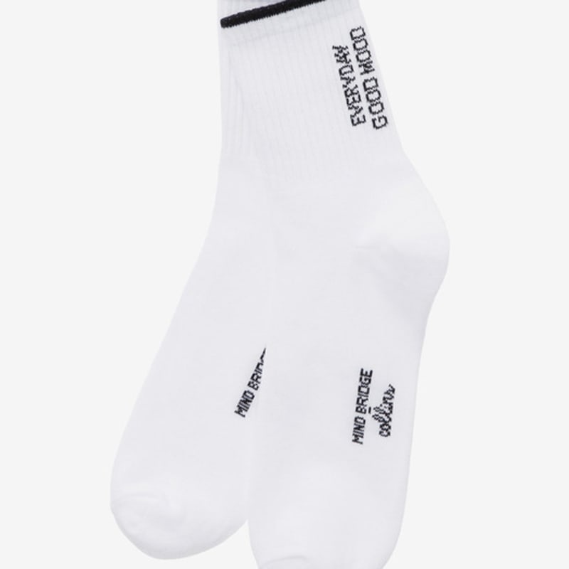 MIND BRIDGE women [Collins] Lettering Mid-Calf Socks_2colors