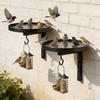 Rustproof Metal Wall Mount Bird Bath Bowl Outdoor Water Tray with Hanging Feeder Hook for Garden Patio Fence Yard Wild Birds