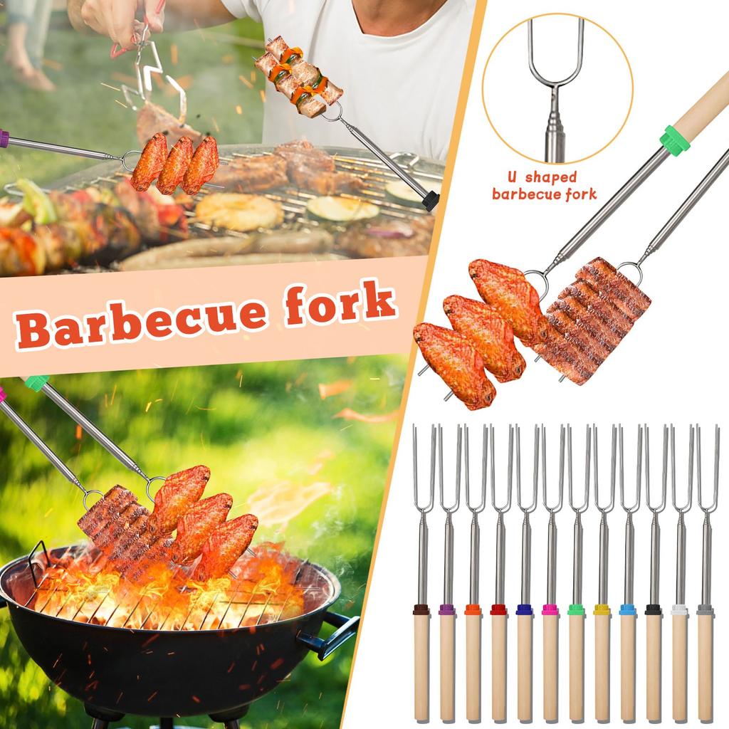5/8/12 шт. выдвижная вилка для барбекю из нержавеющей стали, вилка для барбекю из мяса на гриле