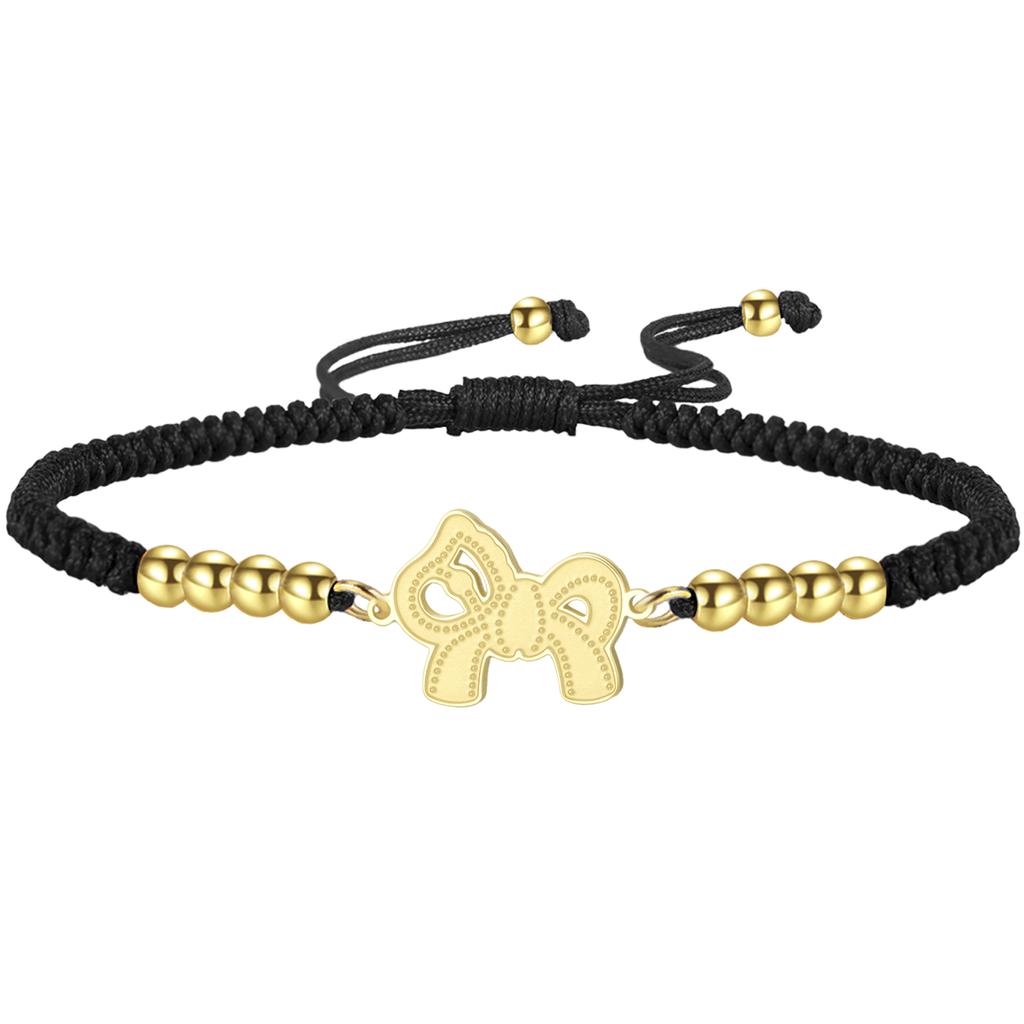 Stainless Steel Romantic Bowknot Bracelet Dainty Horse Pendant Bracelet Cute Pony Rope Bracelet for Women Jewelry Gift for He