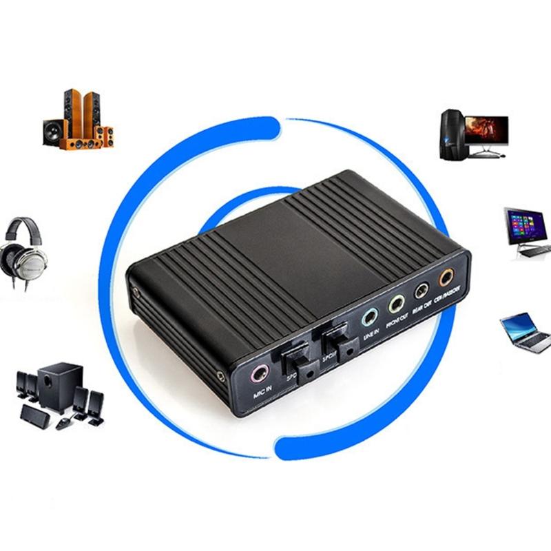 HIFI Звуковая USB Внешняя Звуковая Карта 6.1 Канальный Аудио Адаптер Простой в Использовании Дизайн Для ПК Игровых Компьютеров