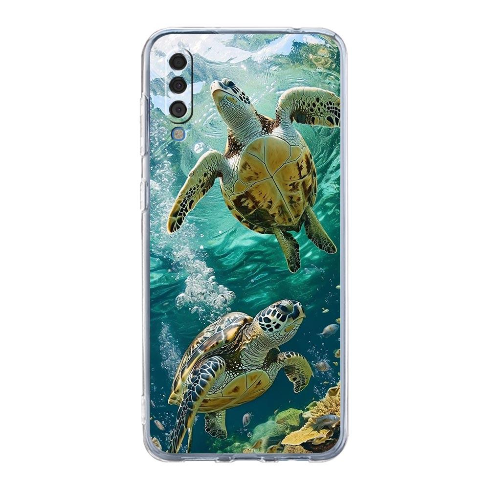 Чехол для телефона Samsung A56 A36 A26 A16 A14 A12 A22 A32 5G A34 A42 A52 A54 A50 A70 A40 A20E A20S A04S A06 Крышка Крутая Морская Черепаха