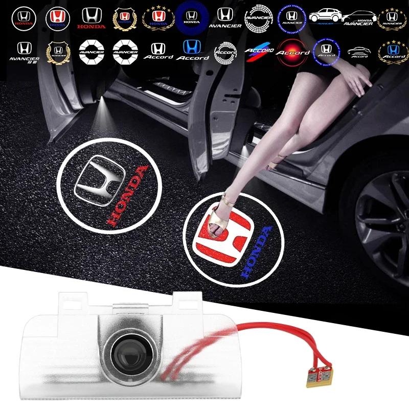 2Pcs LED HD Car Door Lights Logo Welcome Light For Honda Civic Fit Jazz Accord CRV HRV City Odyssey Passport Pilot Vezel Insight