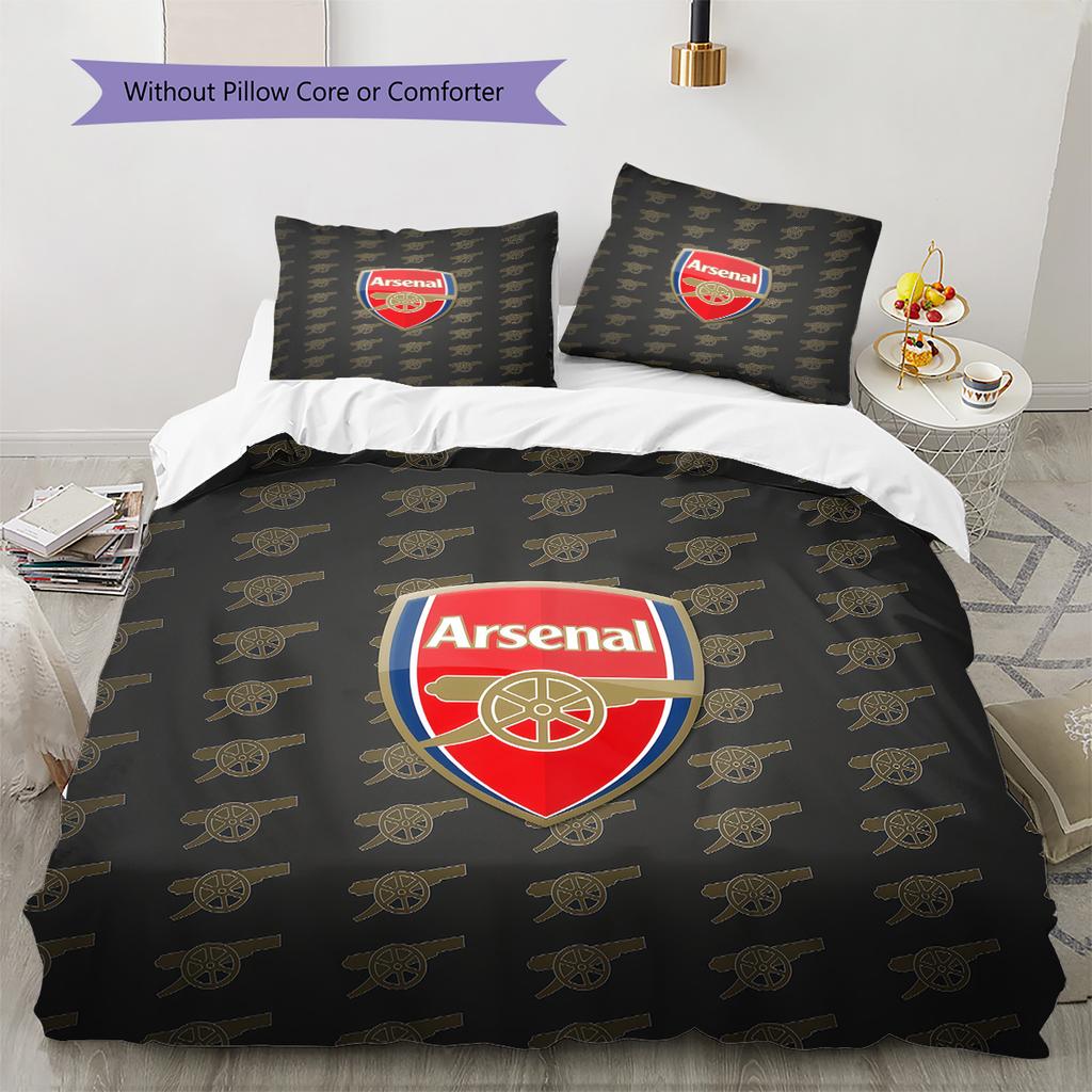 Arsenal Football Club Pattern Bedding Quilt Set Home Decoration Gift (1 * duvet cover + 2 * pillowcase without core)