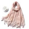 2024 New Autumn And Winter Warm Cotton And Linen Solid Color Scarf Lace Hollow Tassel Scarf Versatile Shawl