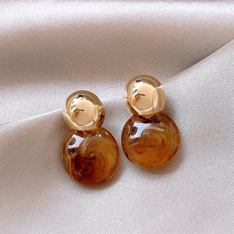 Amber Oval Dangle Earrings for Women Random Stripe Gold Metal Top Drop Earrings Unusual Earrings brincos