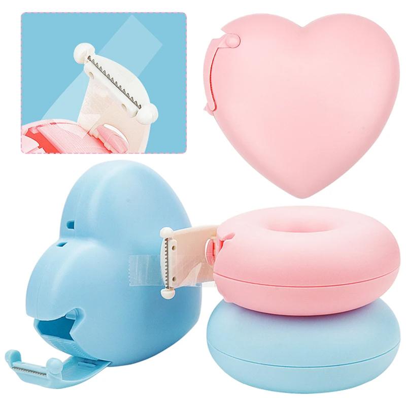 Многофункциональный диспенсер для ленты в форме пончика в форме сердца любви, канцелярские принадлежности, школьные канцелярские товары, пластиковые ленты для наращивания ресниц, резак