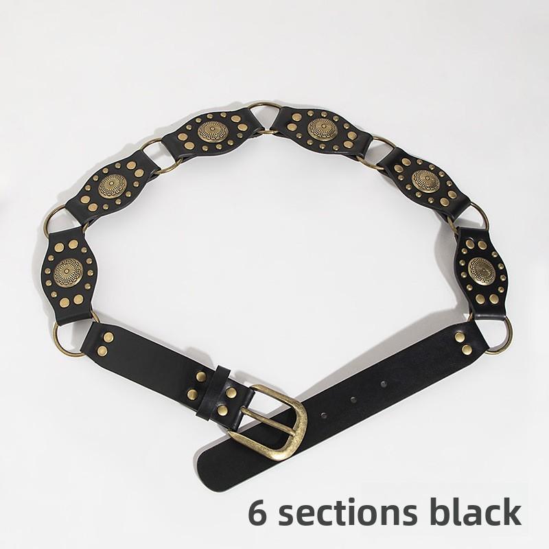 Artistic Vintage Faux Leather Belt With Irregular Design And Metal Buckle For Womens Casual Wear