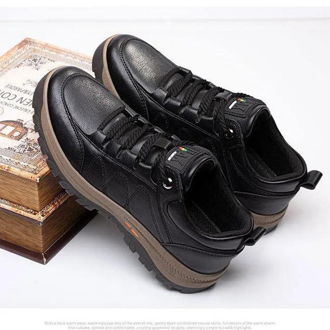 Men's Casual Leather Shoes Non-slip Soft Sole Leather Sneakers Sports Shoes Cushioning Wear-resistant Outdoor Hiking Shoes