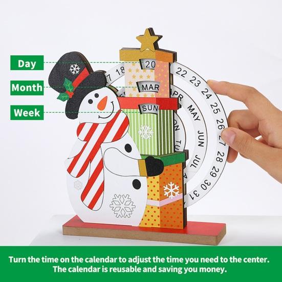 Рождественский вечный календарь, деревянный диск, вечный календарь, ручной вращающийся деревянный блок, настольный календарь для домашнего офиса