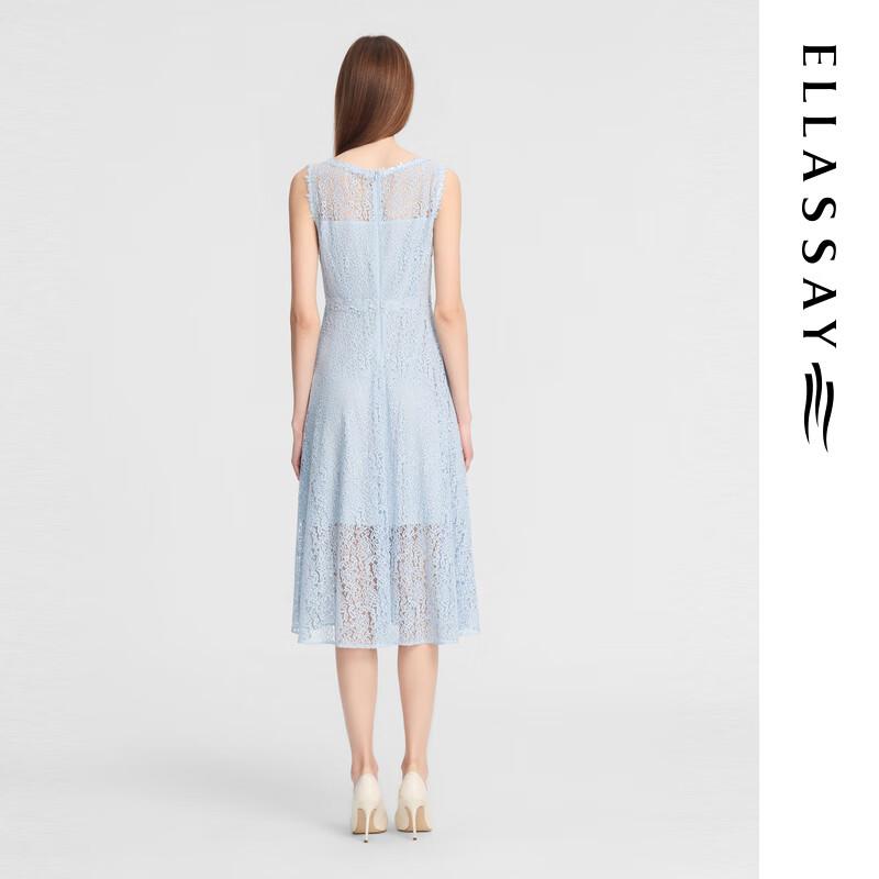 ELLASSAY Женское миди-платье без рукавов из полупрозрачного кружева на шелковой подкладке